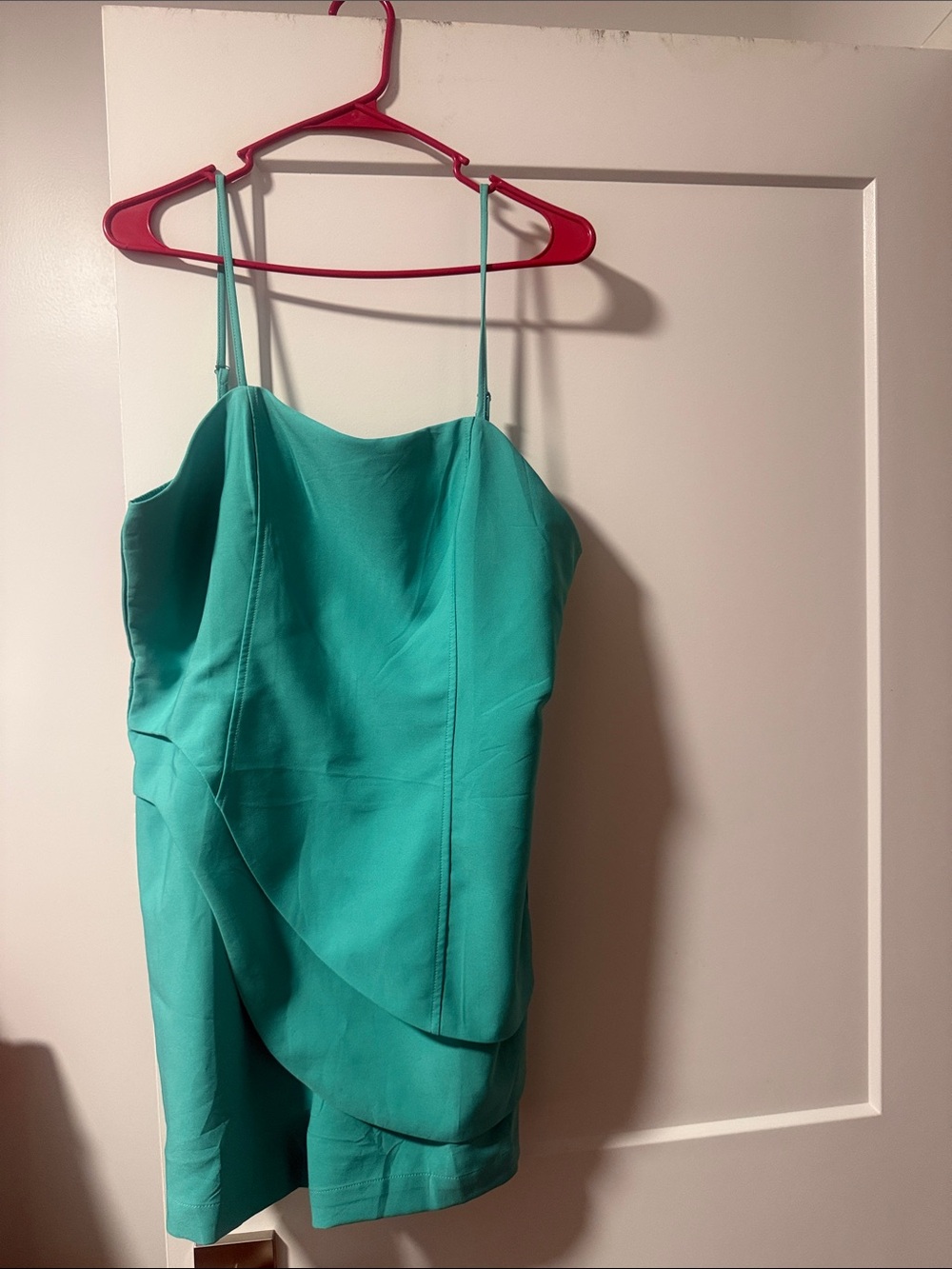 Teal Spaghetti-Strap Wrap Front Jumpsuit